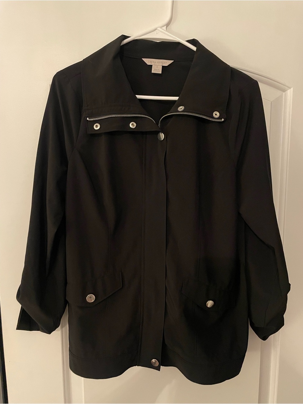 Women's Black Zip-Front Jacket - Laura Ashley